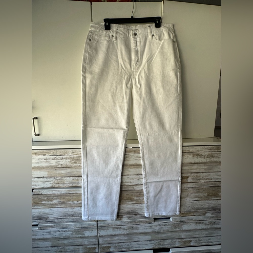 🤍👖 Style & Co Straight Leg Jeans Bright White High Rise Size 16 NWT